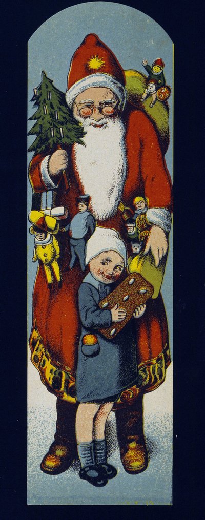 Kerstman, karton verspreid in de verpakking van peperkoek. sd. eind 19e eeuw. door Unknown artist