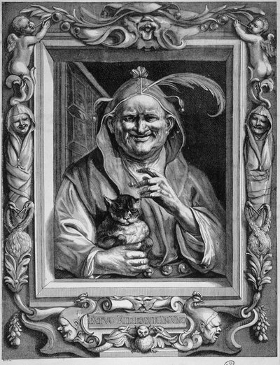 Personificatie van waanzin met een kat, n.d. door Unknown artist
