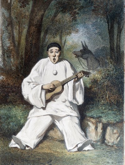 Pierrot speelt gitaar - n.d., eind 19e eeuw door Unknown artist