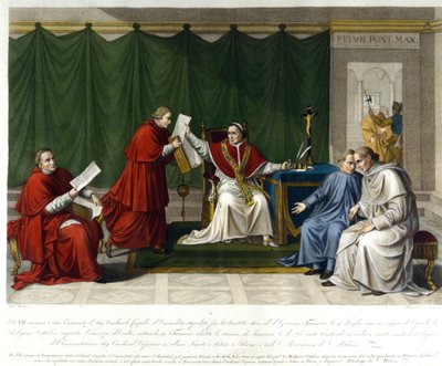 Pius VII (1742 - 1823) schreef aan kardinaal Consalvi het Concordaat tussen de Heilige Stoel en Frankrijk op 15 juli door Unknown artist