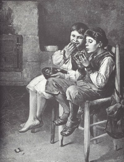 Arme jongens eten, eind 19e eeuw door Unknown artist