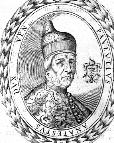 Portret Paoluccio Anafesto (697-717). Eerste Doge van Venetië. door Unknown artist