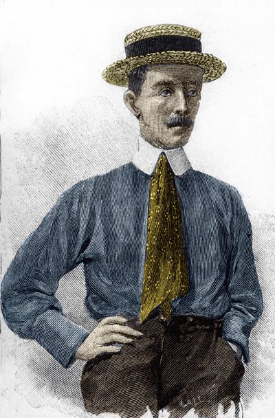 Portret van Alberto Santos-Dumont (1873-1932), Braziliaanse luchtvaartpionier. door Unknown artist