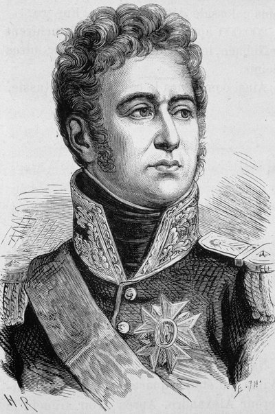 Portret van Alexandre Law, Markies de Lauriston (1768 - 1828). Gravure uit het einde van de 19e eeuw in “Histoire de France” door H. Martin. door Unknown artist