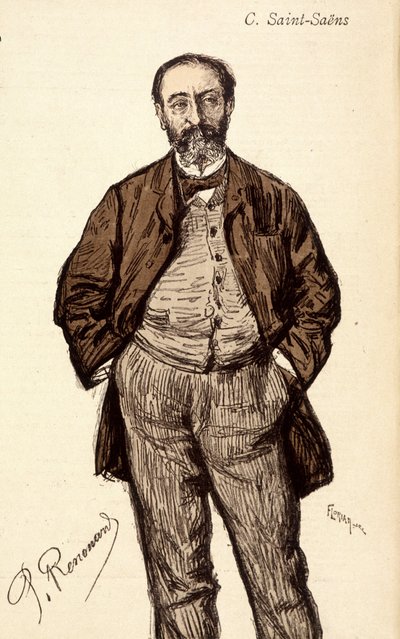 Portret van Camille Saint Saens (Saint-Saens) (1835-1921), Franse componist door Unknown artist
