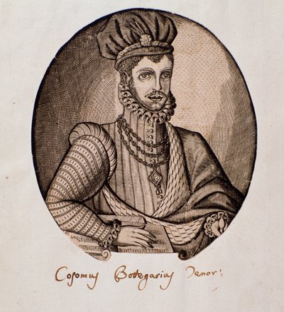 Portret van Cosimo Bottegari, Italiaanse luitspeler en componist door Unknown artist