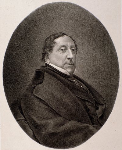 Portret van Gioacchino Rossini (gravure) door Unknown artist