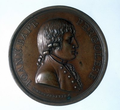 Portret van Giovanni Battista Pergolesi (Jean Baptiste Pergolese, Jean-Baptiste) (1710 - 1736). Bronzen medaillon. Museo della Scala. Milaan door Unknown artist