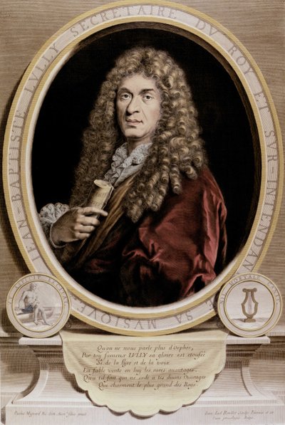 Portret van Jean Baptiste Lully (Giovanni Battista Lulli) (1632-1687). door Unknown artist