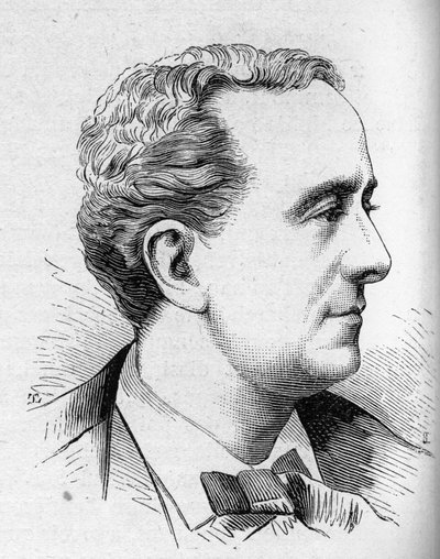 Portret van Louis Delaunay (1826-1903), Franse komiek, lid van de Comedie Francaise. Gravure in Le Monde Illustré nr. 1168 van 16 augustus 1879. door Unknown artist