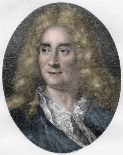 Portret van Michel Boyron (Michel Baron), Engelse acteur en toneelschrijver (1653-1729) - gravure door Unknown artist