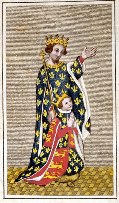 Portret van Richard III (1452 - 1485) als kind en zijn vader Richard van York. Gravure uit het einde van de 18e eeuw. Biblioteca di Brera, Milaan. door Unknown artist