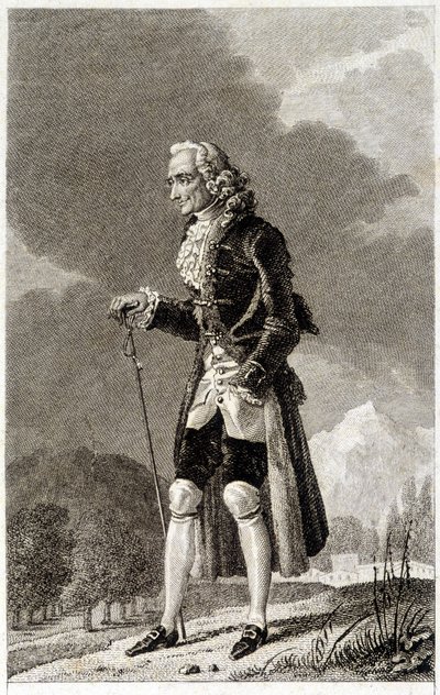 Portret van Voltaire (1694 - 1778), Franse schrijver en filosoof, op leeftijd. door Unknown artist