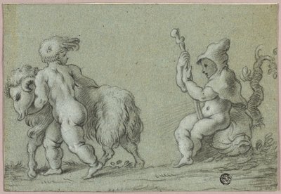 Putti als geitenhoeders door Unknown artist