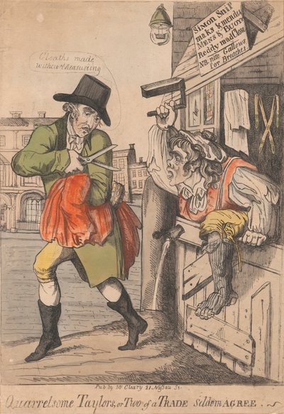 Ruzieachtige kleermakers, of twee van een vak komen zelden overeen door Unknown artist