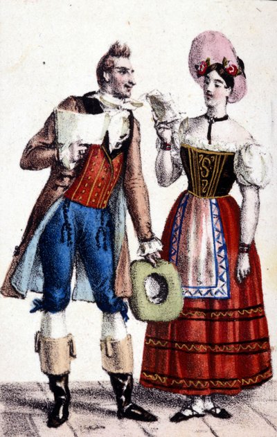 Voorstelling van Dulcamare en Alina (respectievelijk uitgevoerd door Frezzolini en Heinefetter) in de opera 