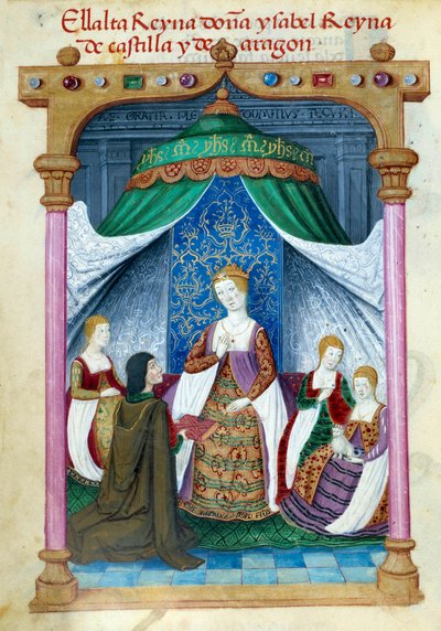 Voorstelling van koningin Isabella van Portugal omringd door haar metgezellen door Unknown artist
