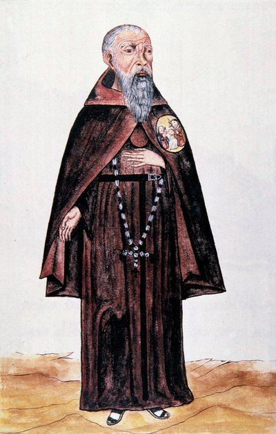 Voorstelling van een monnik van de Franciscaner orde, uit "Trujillo del Peru" of "Códice Martínez Compañón", door Baltazar Martinez Compañón y Bujanda, bisschop van Trujillo (1782-1785) door Unknown artist