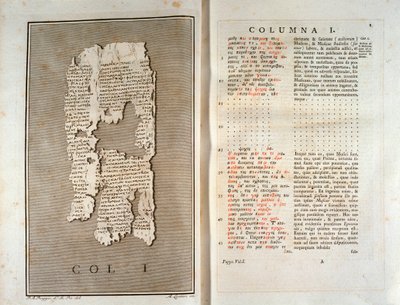 Reproductie van de papyrus van Herculanum van Philodema van Gadara (1793) door Unknown artist
