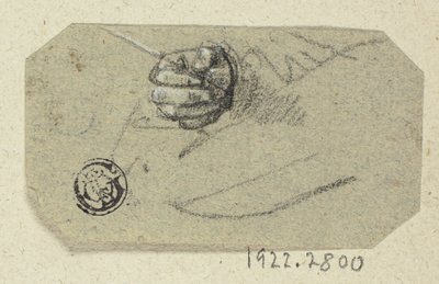 Rechterhand houdt tekengereedschap vast door Unknown artist