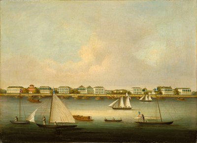 Scène bij de ingang van de Yang Tse Kiang-rivier bij Woosung door Unknown artist