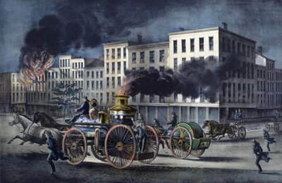 Scène uit het dagelijks leven van Amerikaanse brandweerlieden door Unknown artist