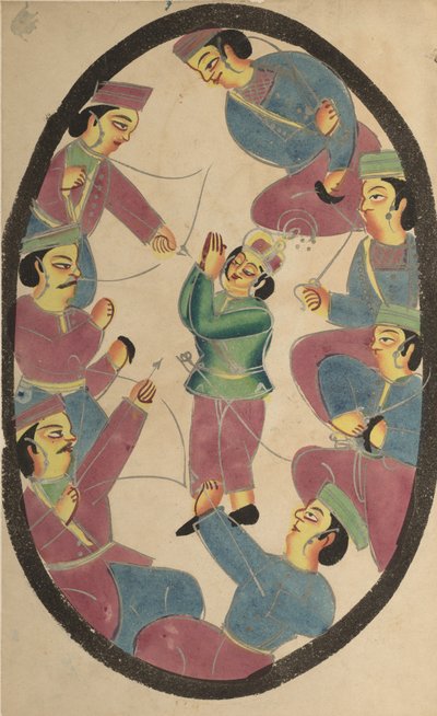 Zeven helden of krijgers doden Abhimanya, zoon van Arjuna door Unknown artist