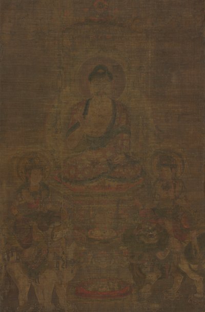 Shakyamuni Triade: Boeddha bijgestaan door Manjushri en Samantabhadra door Unknown artist