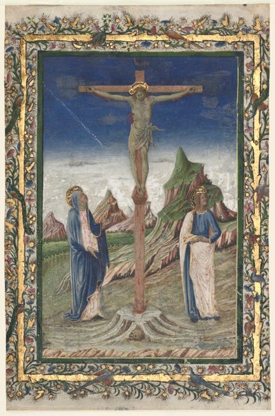 Enkel blad uit een missaal: De kruisiging door Unknown artist