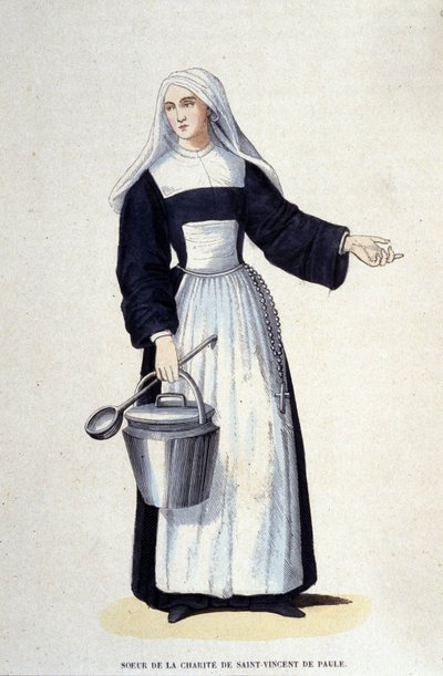 Zuster van de Liefdadigheid van Sint Vincentius a Paulo. Gravure uit een album over religieuze orden, Parijs door Unknown artist