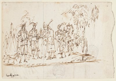 Schets: Een oosters bezoek door Unknown artist