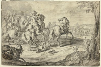 Soldaten in gevecht door Unknown artist