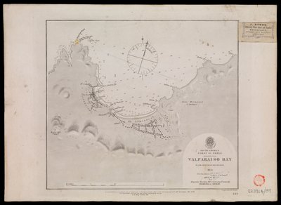 Zuid-Amerika, kust van Chili - Valparaiso Baai door de officieren van HMS 