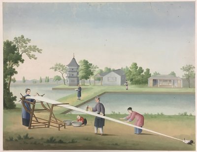 Doek spinnen, theebladeren voorbereiden, zijde voorbereiden door Unknown artist