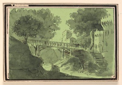 Toneelontwerp, Brug over Water door Unknown artist