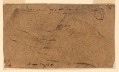 Studie: De linkerhand van een vrouw die een vel papier vasthoudt door Unknown artist