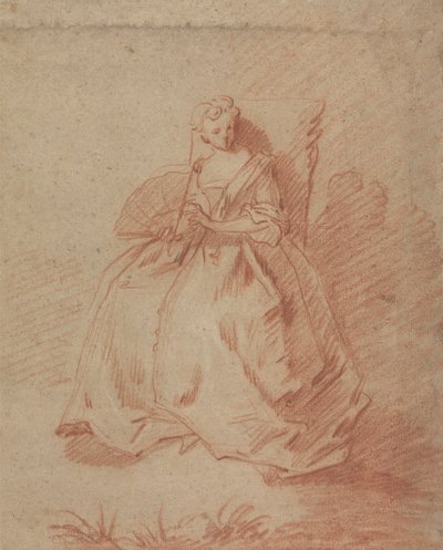 Studie van een Zittende Vrouw met een Waaier door Unknown artist