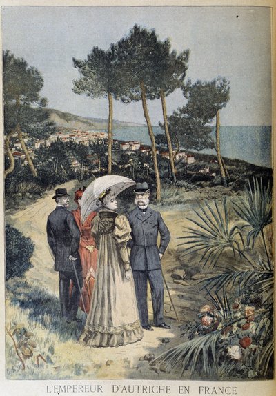 De keizer van Oostenrijk in Frankrijk (Bezoek van het keizerlijk paar Frans Jozef en Elisabeth van Oostenrijk (Sissi) aan de Franse Rivièra) - in Le Petite Journal van 19/03/1894 door Unknown artist