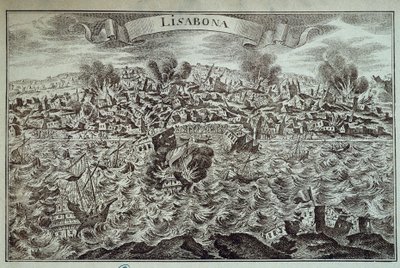 De aardbeving van Lissabon in 1755 door Unknown artist