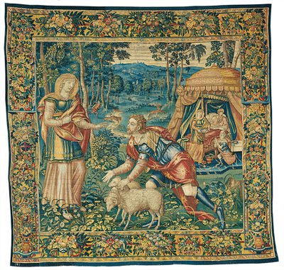 De ontmoeting van Jakob en Rebecca, en Izaäk die Jakob zegent, uit Het verhaal van Jakob door Unknown artist