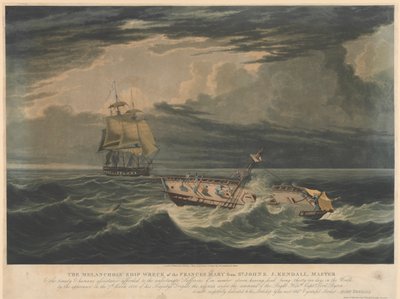 Het Melancholische Schipbreuk van de Frances Mary van St Johns... het uiterlijk op 7 maart 1826 van Zijne Majesteits Fregat de Blonde... door Unknown artist