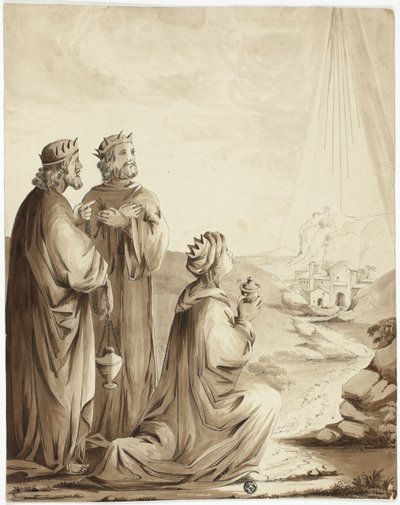 De drie wijzen naar de ster van Bethlehem door Unknown artist