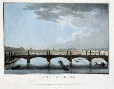 De brug Louis XVI - gravure door Unknown artist