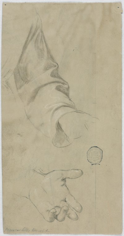De linkerarm van een monnik en zijn linkerhand door Unknown artist