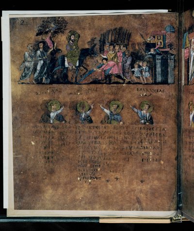 De paarse Codex Rossanensis, 6e eeuw (manuscript) door Unknown artist