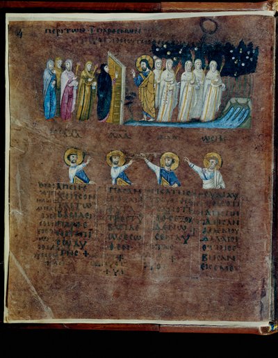 De paarse Codex Rossanensis, 6e eeuw (manuscript) door Unknown artist