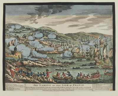 De inname van het eiland Frankrijk (Mauritius), 2 december 1810 (houtsnede, gekleurd) door Unknown artist