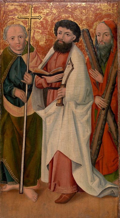 Drie apostelen met scepter, kromzwaard en kruis door Unknown artist