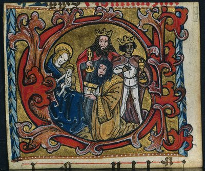 Drie Fragmenten uit een Missaal: Initiaal C met de Aanbidding der Wijzen door Unknown artist
