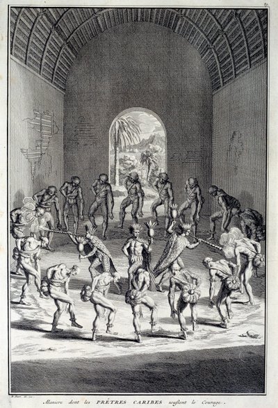 Traditionele dans: Riten in de karibische moeddans, West-Indië (Centraal-Amerika). Gravure uit de 18e eeuw. Chartres, Museum voor Schone Kunsten door Unknown artist